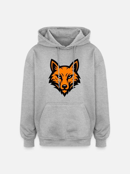Fox Head - Oversized Unisex Hoodie - heather grey