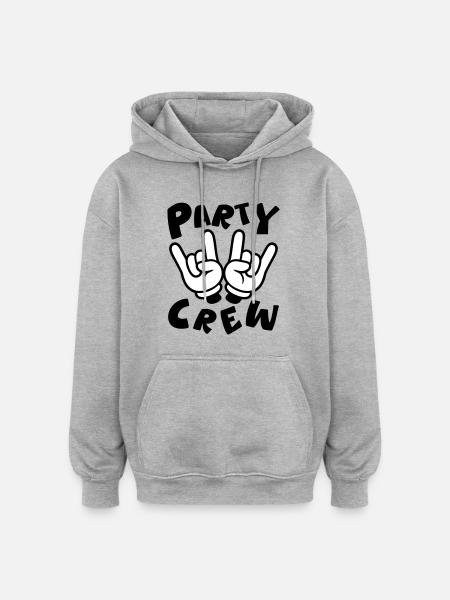 Party Crew Hand Funny - Oversized Unisex Hoodie - heather grey
