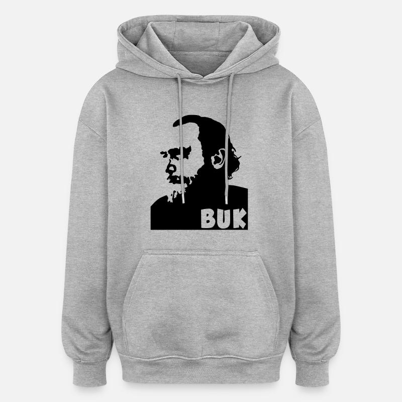 Charles Bukowski - Sweat à capuche oversize unisexe - gris chiné