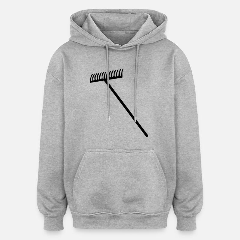 Râteau - Sweat à capuche oversize unisexe - gris chiné