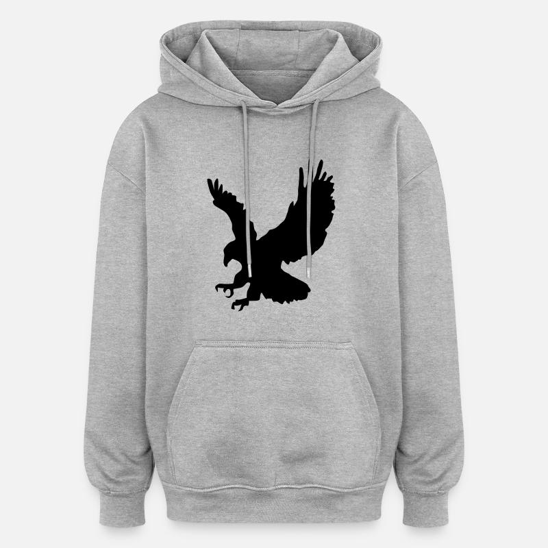 Piquée chasse Aigle - Sweat à capuche oversize unisexe - gris chiné