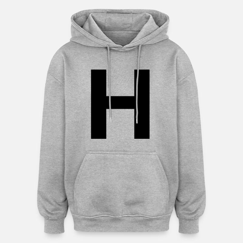 Capital H - Sweat à capuche oversize unisexe - gris chiné