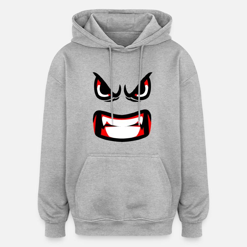 mauvaises dents le visage fendant - Sweat à capuche oversize unisexe - gris chiné