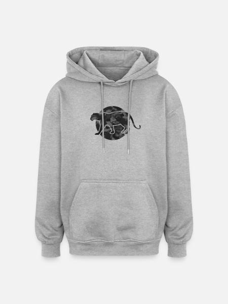 Großkatze Berglöwe - Oversized Unisex Hoodie - Grau meliert
