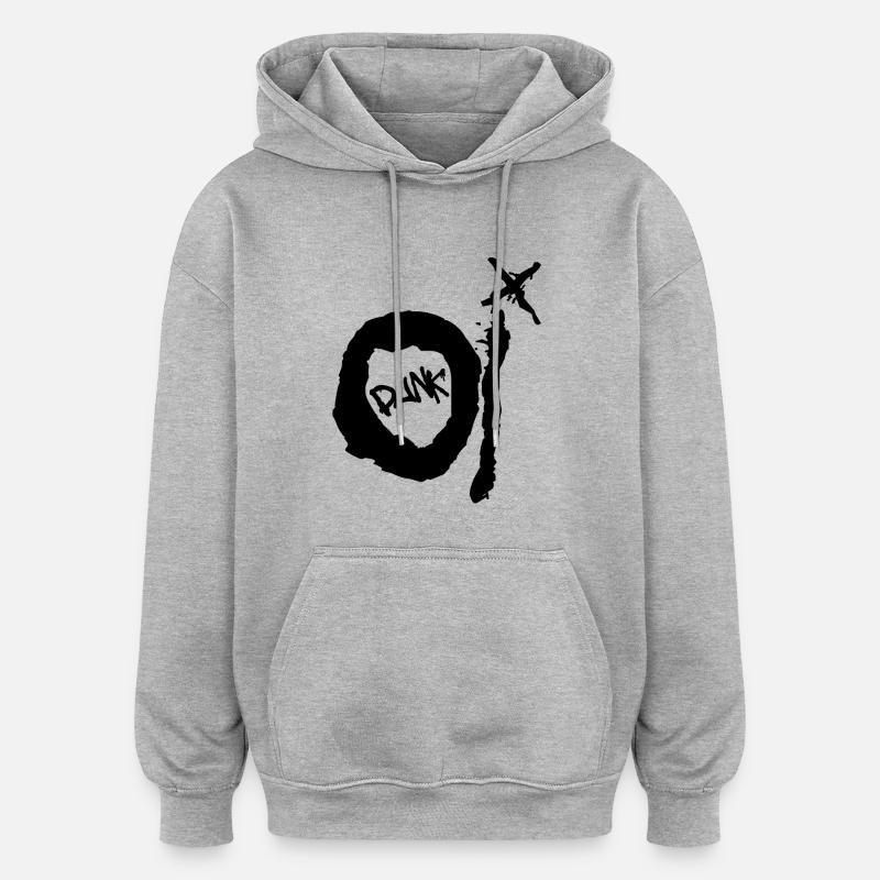 Oi Punk - Sweat à capuche oversize unisexe - gris chiné