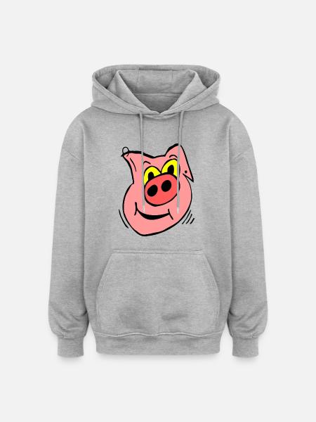 Sjov gris i lyserød - Oversize unisex hoodie - grå meleret