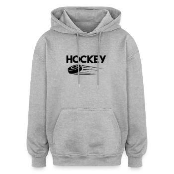 Rondelle de hockey sur glace - Sweat à capuche oversize unisexe - gris chiné - Devant - Noah (186cm)