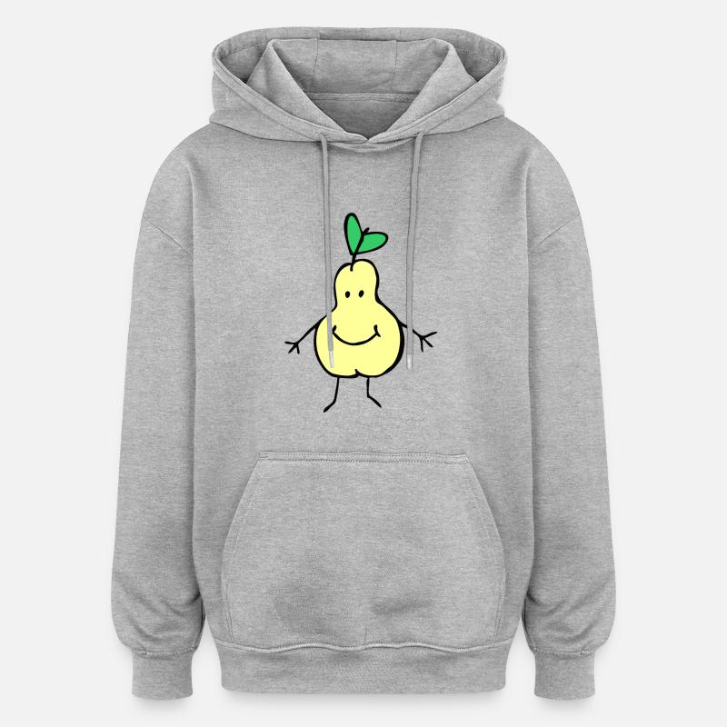 Une poire souriante - Sweat à capuche oversize unisexe - gris chiné