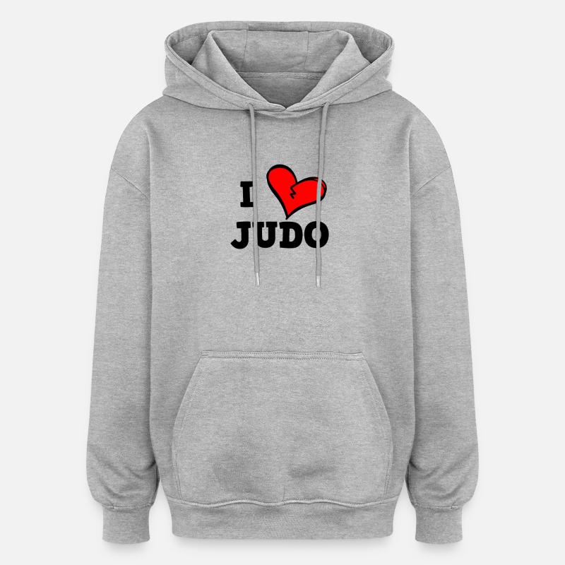 J’adore le judo - Sweat à capuche oversize unisexe - gris chiné
