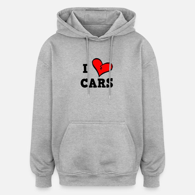 Ich liebe Autos - Oversized Unisex Hoodie - Grau meliert
