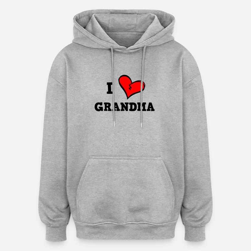 Ich liebe Oma - Oversized Unisex Hoodie - Grau meliert
