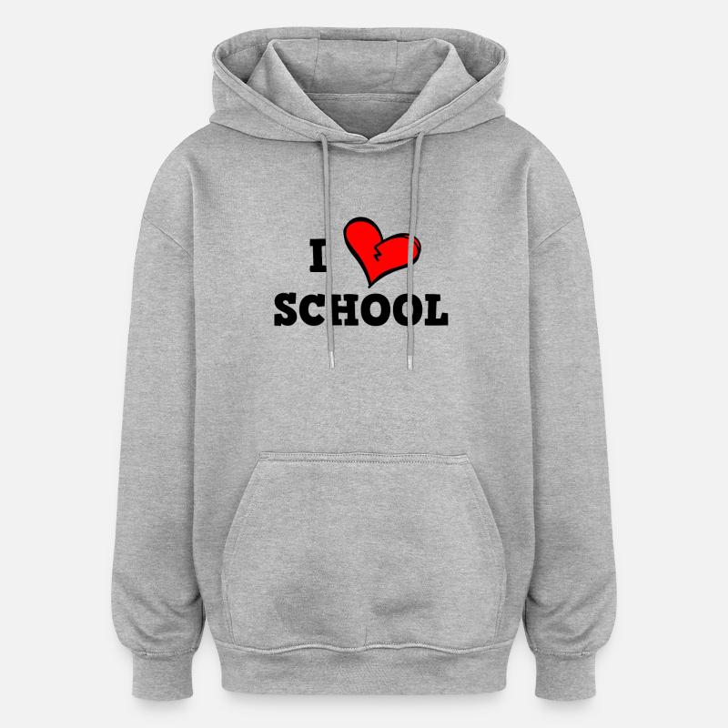 Ich liebe Schule - Oversized Unisex Hoodie - Grau meliert