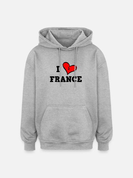 Ich liebe Frankreich - Oversized Unisex Hoodie - Grau meliert