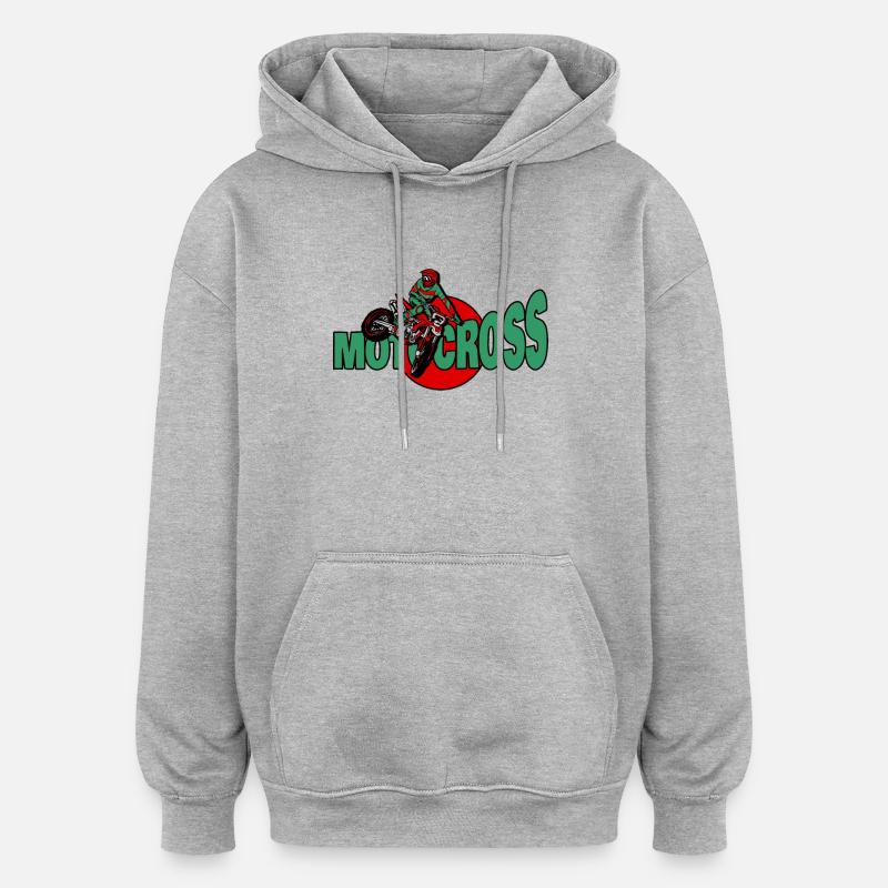 Supercross et Motocross - Sweat à capuche oversize unisexe - gris chiné