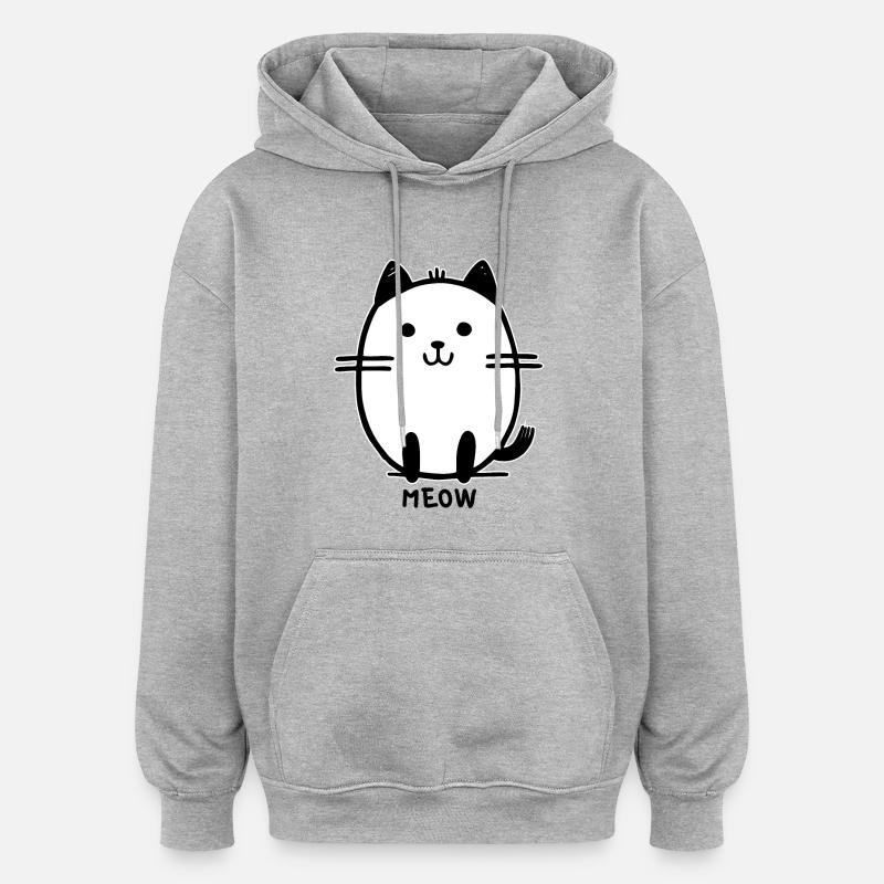 mignon dessin animé miaou chat - Sweat à capuche oversize unisexe - gris chiné