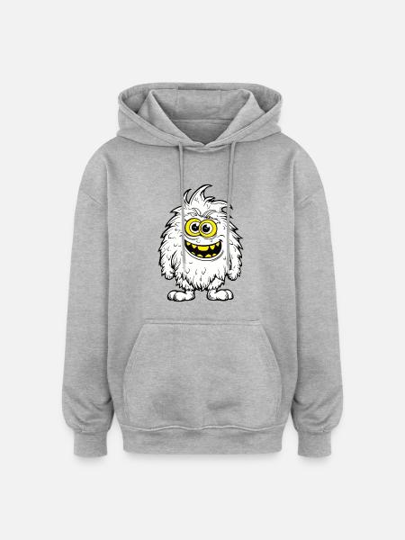funny fur monster - Oversized Unisex Hoodie - heather grey