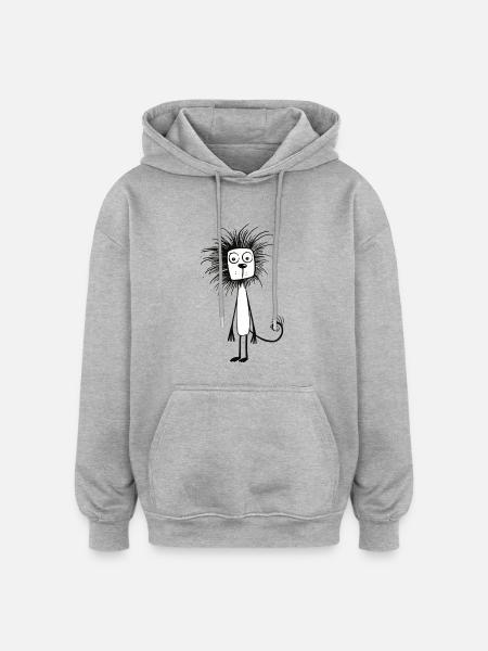 Confused lion - Oversized Unisex Hoodie - heather grey