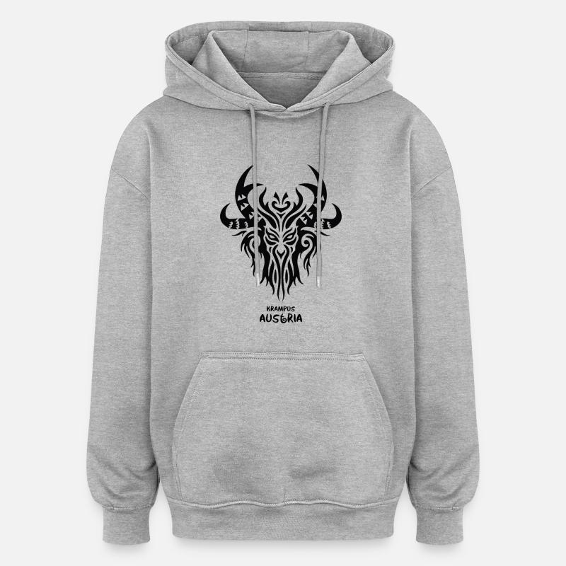 Symbole tribal Autriche: Krampus - Sweat à capuche oversize unisexe - gris chiné