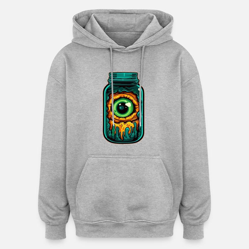 Oeil de monstre en verre - Sweat à capuche oversize unisexe - gris chiné