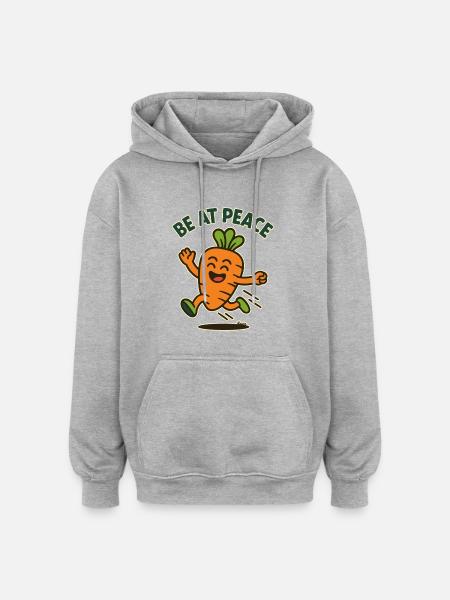Happy Carrot: Peace - Oversized Unisex Hoodie - heather grey