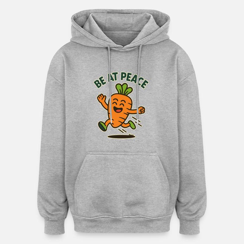 Glückliche Karotte: Frieden - Oversized Unisex Hoodie - Grau meliert