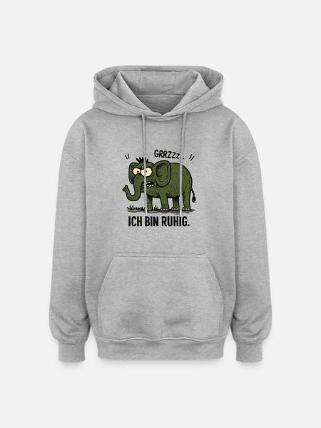 Angry Elephant – I'm calm. - Oversized Unisex Hoodie - heather grey
