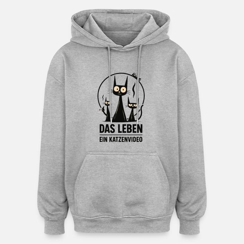 Life: A Cat Video - Oversized Unisex Hoodie - heather grey