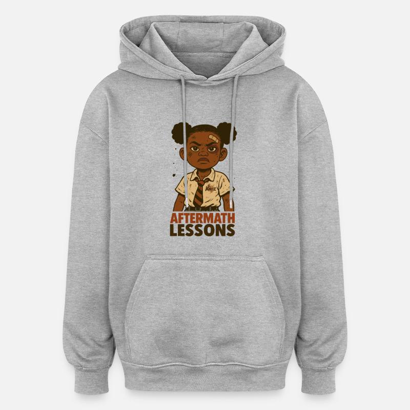 Écolière forte avec plâtre - Sweat à capuche oversize unisexe - gris chiné