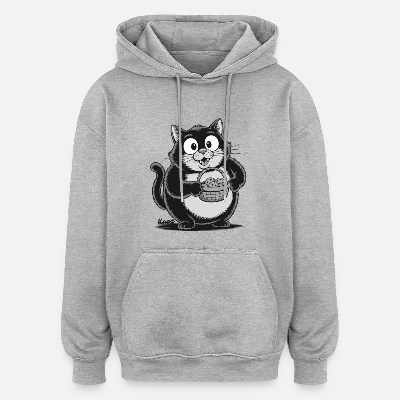 Fat cat with biscuit snacks - Oversized Unisex Hoodie - heather grey