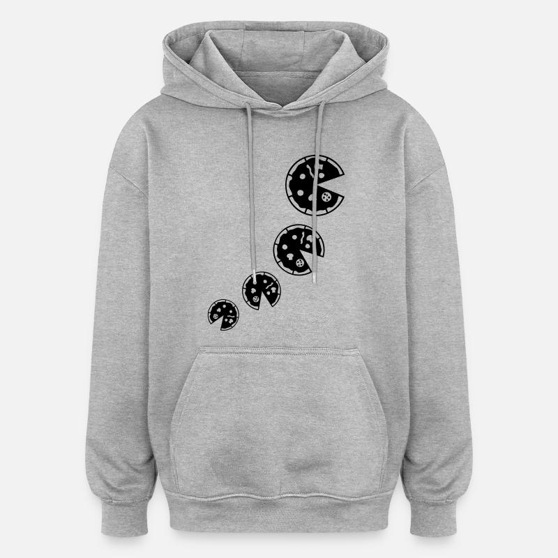pizza pizza - Sweat à capuche oversize unisexe - gris chiné