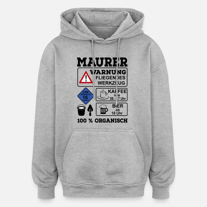 Maurer - Sweat à capuche oversize unisexe - gris chiné
