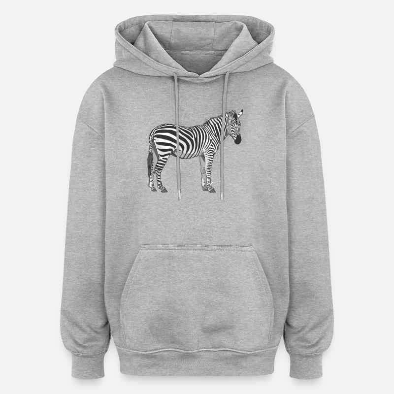 le zèbre - Sweat à capuche oversize unisexe - gris chiné