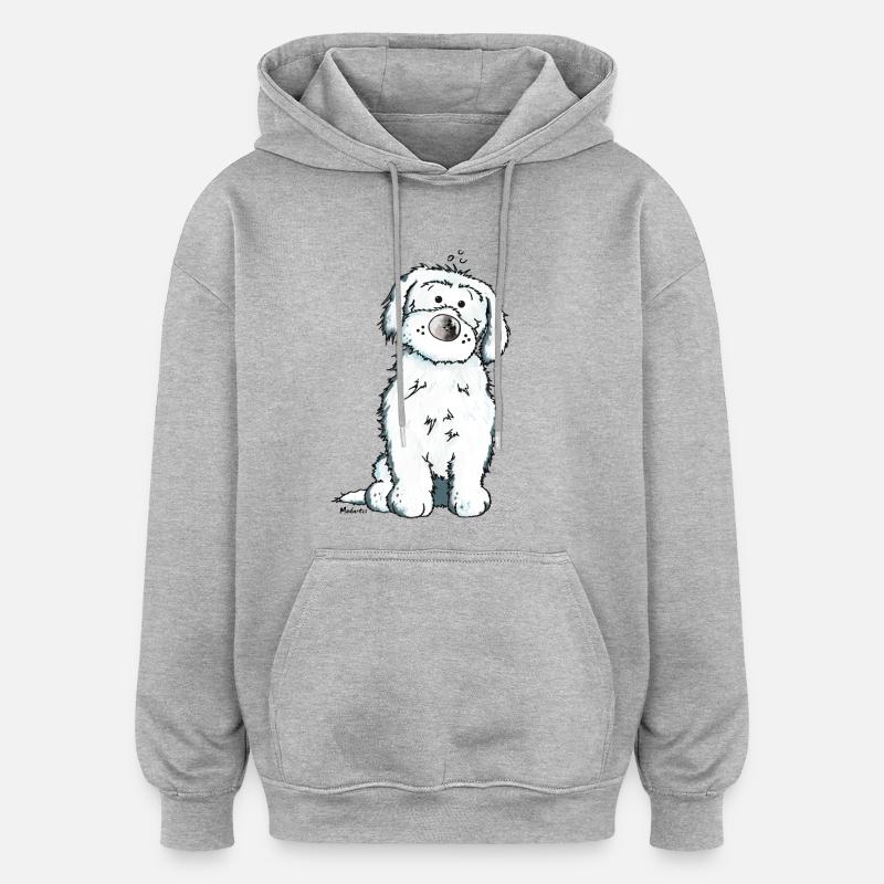 Bichon Maltaise Chien - Sweat à capuche oversize unisexe - gris chiné