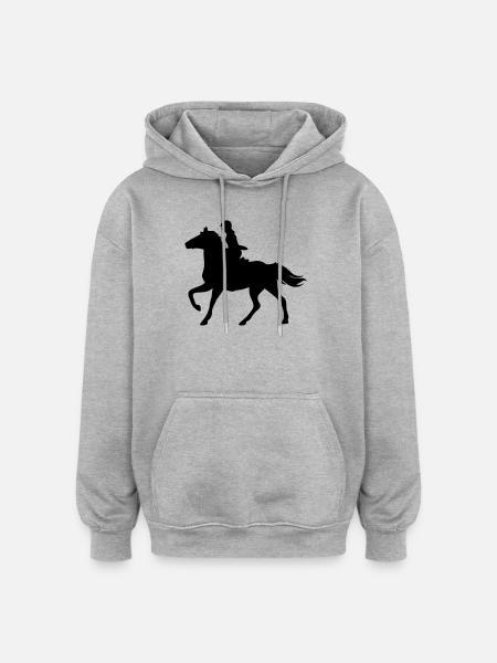Mädchen mit Pferd - Oversized Unisex Hoodie - Grau meliert