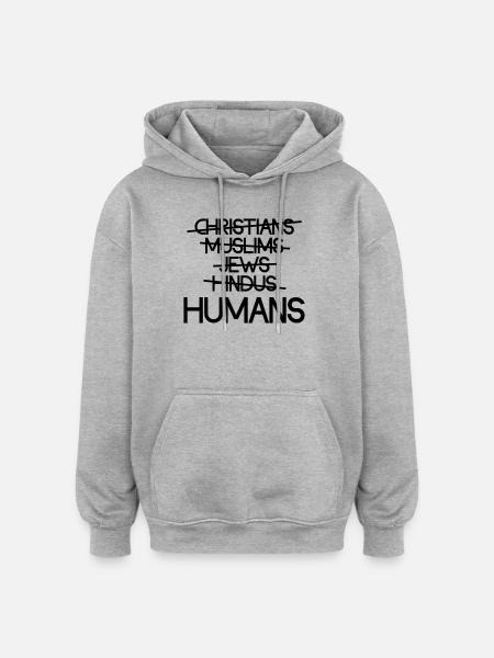 Humans - Sweat à capuche oversize unisexe - gris chiné