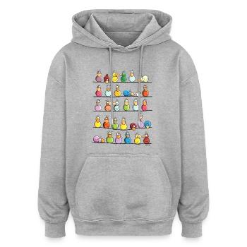 Vogel Farm - Oversized Unisex Hoodie - Grau meliert - Vorne - Noah (186cm)