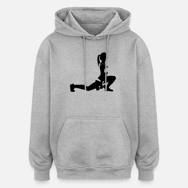 fitness - Sweat à capuche oversize unisexe - gris chiné