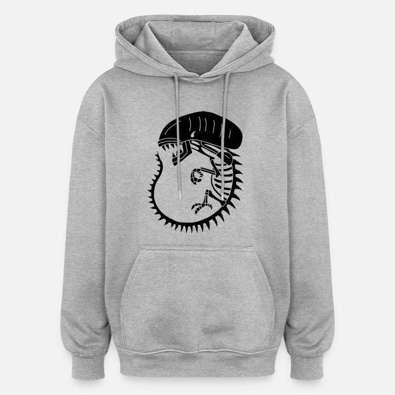 Schwarzes außerirdisches Monsterskelett - Oversized Unisex Hoodie - Grau meliert
