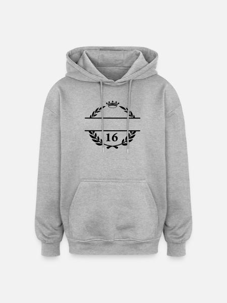 Lauwerkrans name banner with number 16 - Oversized Unisex Hoodie - heather grey