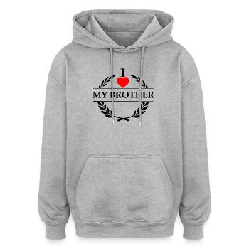 Ich liebe meinen Bruder - Oversized Unisex Hoodie - Grau meliert - Vorne - Noah (186cm)