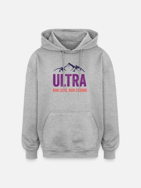 Ultra Running - Run Long. Run Strong. - Oversized Unisex Hoodie - heather grey