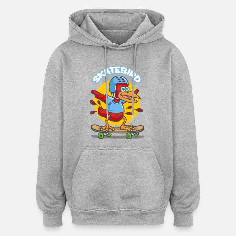 Skatebird - Sweat à capuche oversize unisexe - gris chiné