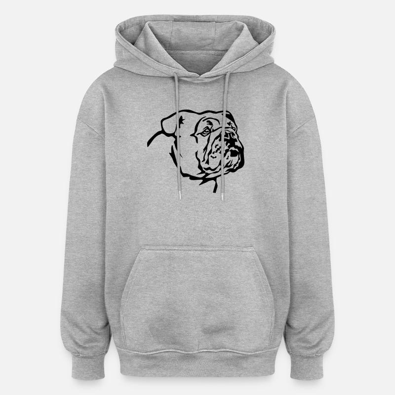 Tête de bouledogue anglais - Sweat à capuche oversize unisexe - gris chiné