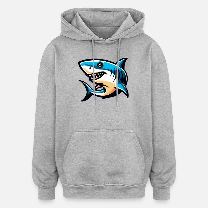 Requin blanc - Sweat à capuche oversize unisexe - gris chiné