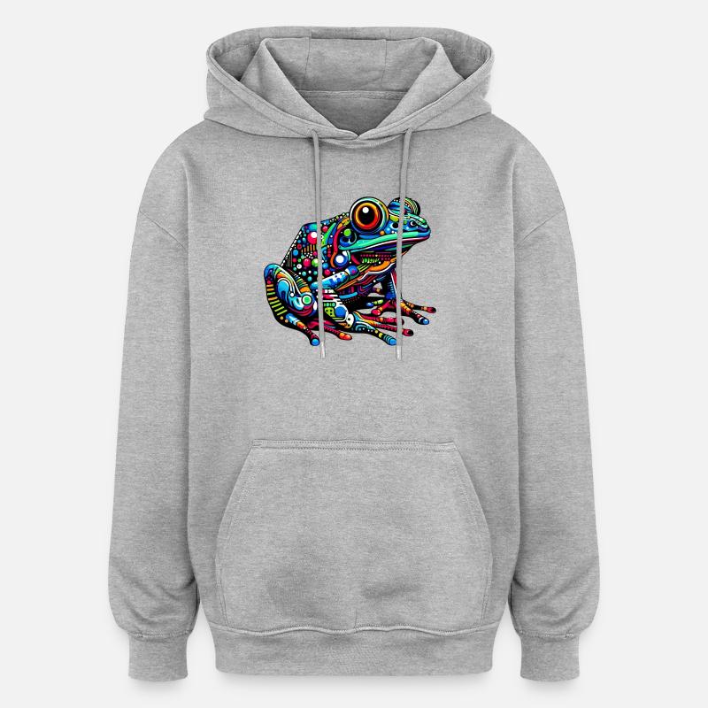 Frosch - Oversized Unisex Hoodie - Grau meliert