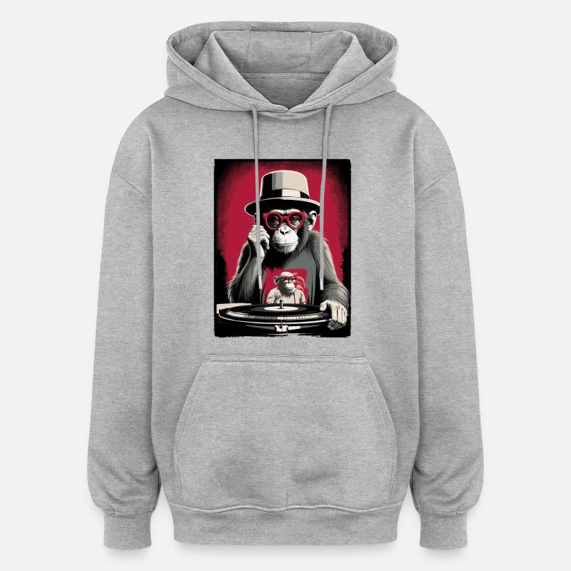 Singe DJ - Sweat à capuche oversize unisexe - gris chiné