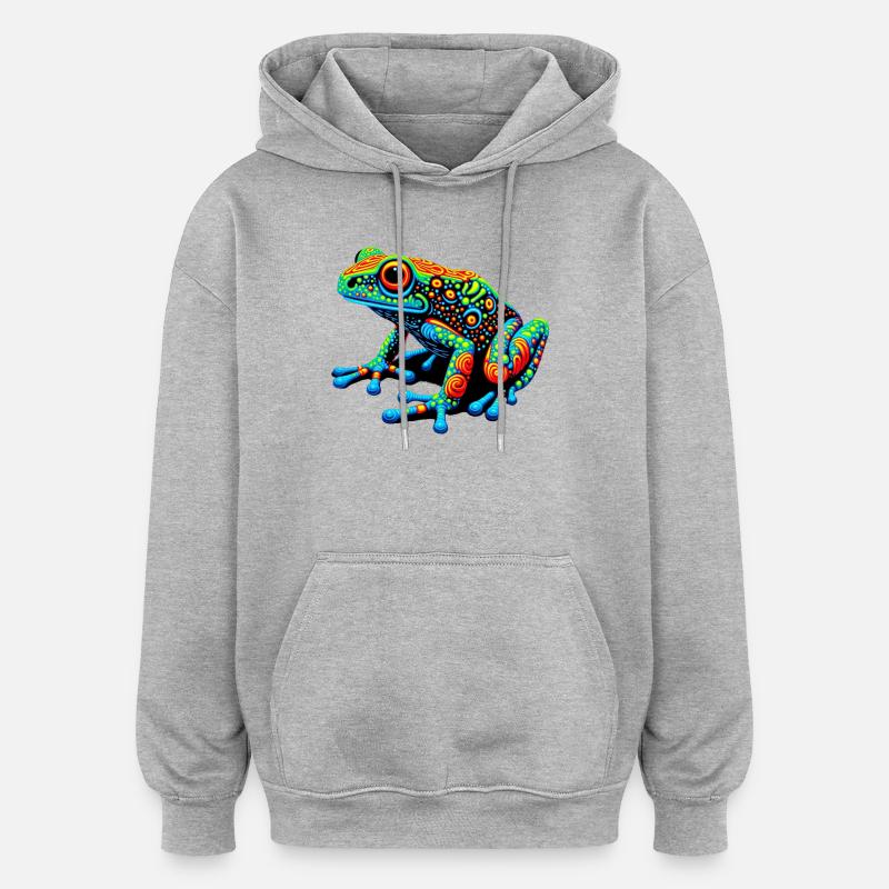 Frosch - Oversized Unisex Hoodie - Grau meliert