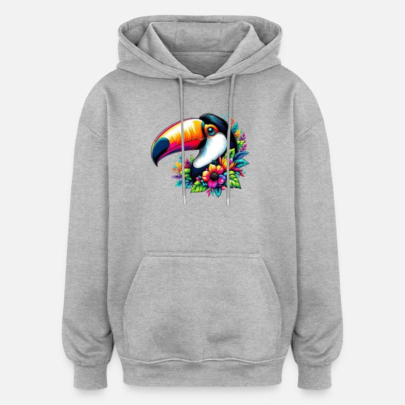 Toucan - Sweat à capuche oversize unisexe - gris chiné
