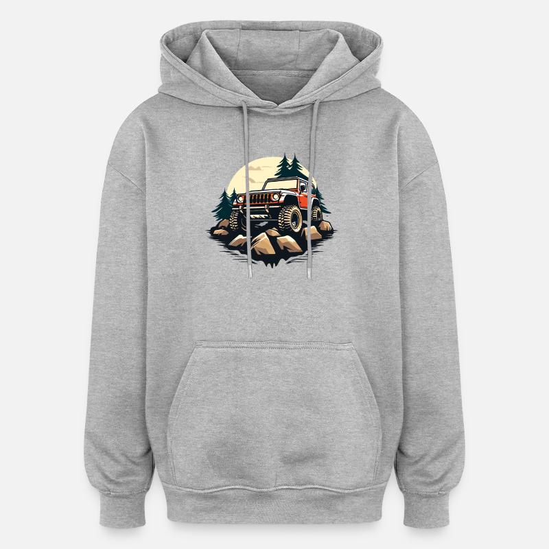 Hors Road_01 - Sweat à capuche oversize unisexe - gris chiné