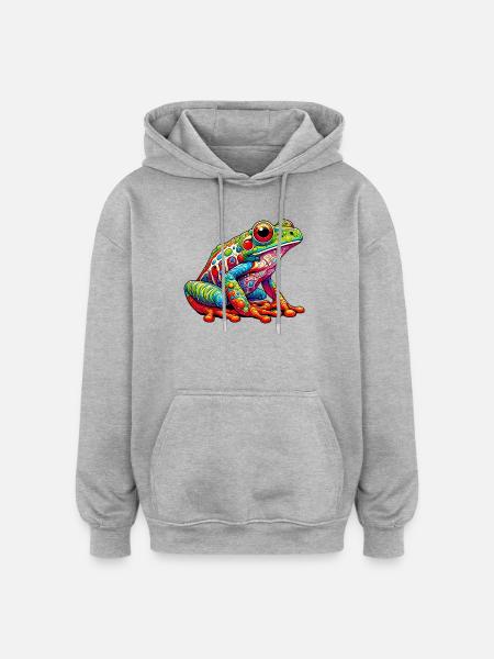 Frog - Oversized Unisex Hoodie - heather grey